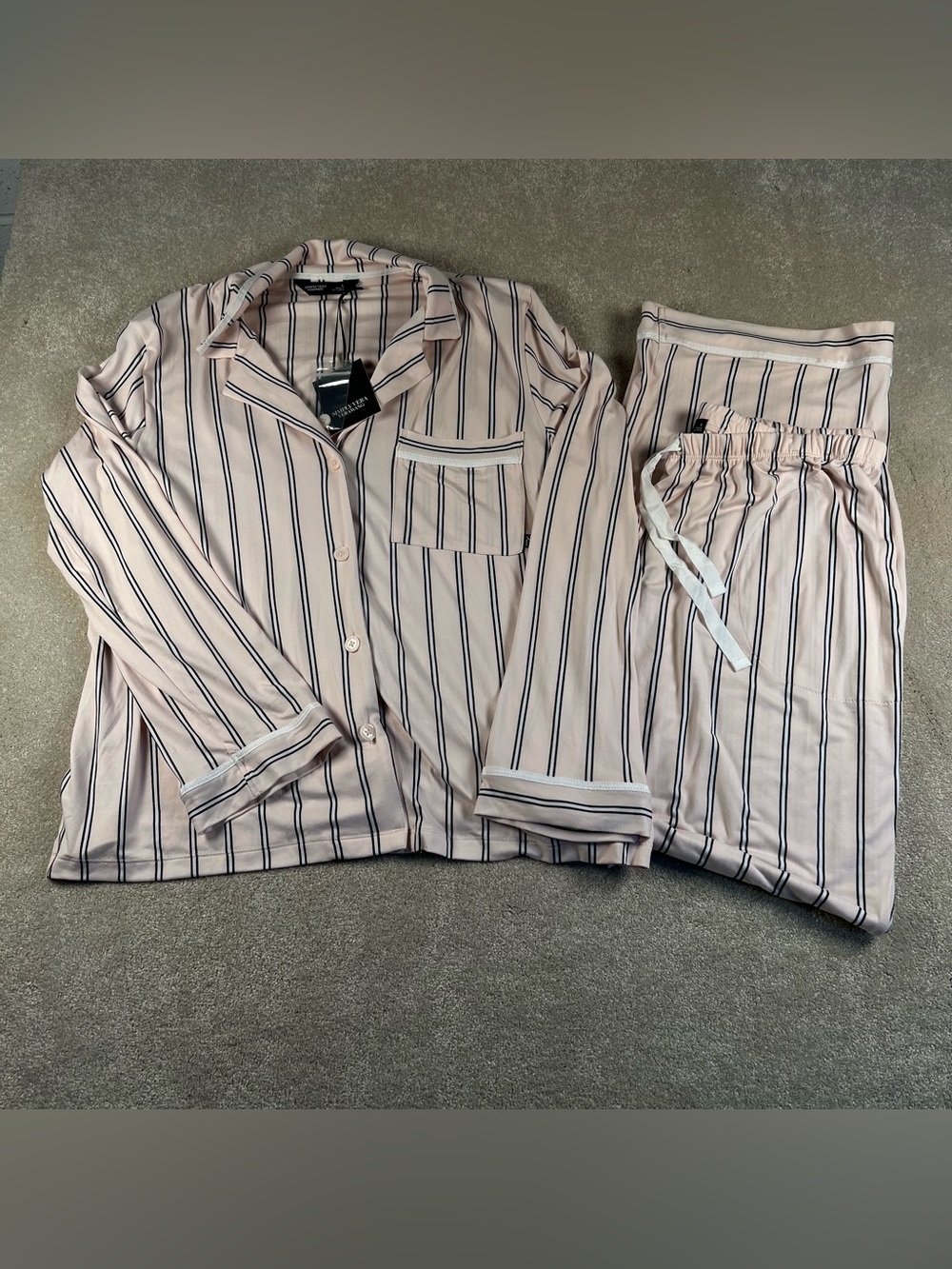 Simply‎ Vera Pajamas 2 Piece Button Up Top and Pants Set Stripes NWT Women's Lg